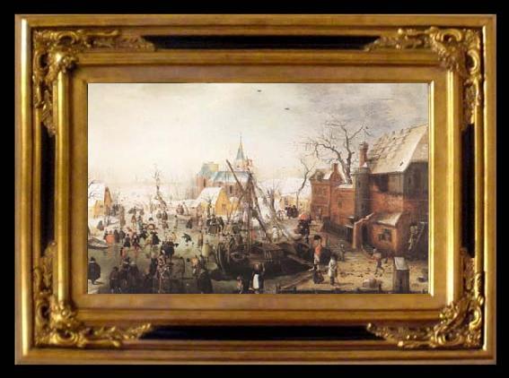 framed  AVERCAMP, Hendrick Winter Scene at Yseleuiden (mk08), Ta010